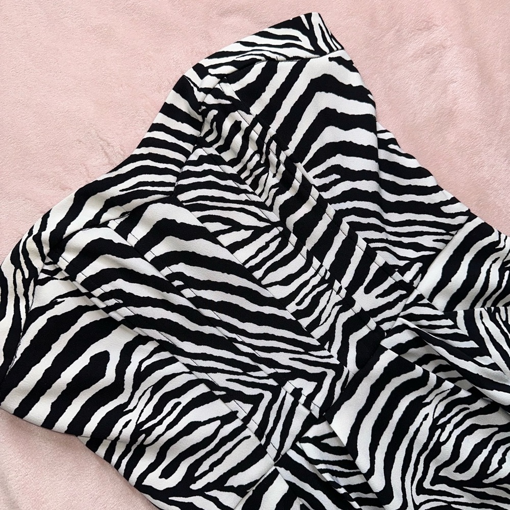 Y2K ZEBRA PRINT STRAPLESS SWEETHEART NECKLINE PLEATED DRESS · SIZE 5/6 - Picture 8 of 9